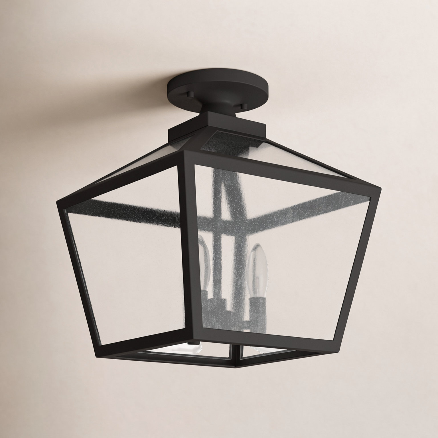 38灯 Flight Base Design Black Label Birch Lane™ Ricardo Black 3 -Bulb Outdoor Semi Flush Mount